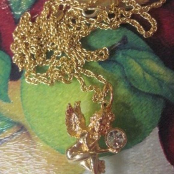 FLASH SALE AUTHENTIC SWAROVSKI SIGNED ANGEL Pendant with 32"  NECKLACE - Picture 2 of 5